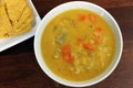 Vegetarian/Vegan Yellow Split Pea Soup with Crackers