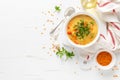 Vegetarian vegetable lentil soup with fresh parsley, healthy eating Royalty Free Stock Photo