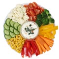 Vegetarian vegetables plate with yogurt dip