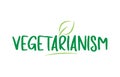 vegetarianism green word text with leaf icon logo design