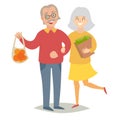 Vegetarians old people. Happy senior people, man and women. Flat vector illustration.