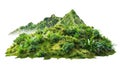 Vegetated Moutain Isolated On Transparent Background. Peaks With Vegetation, Forest And Jungle