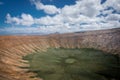 Vegetation into the crater of Caldera Blanca volcano, Lanzarote, Canary Islands,  Spain Royalty Free Stock Photo