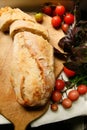 Vegeterian diet bread and tomatoes Royalty Free Stock Photo