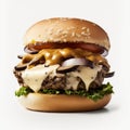 Veggie Burger, Hamburger Food Product Mockup Isolated on White Background - Generative AI Royalty Free Stock Photo