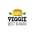 Vector lettering and flat illustration veggie burger logo