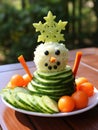 Veggie Frosty: Snowman Made Entirely of Vegetables