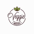 Veggie menu logo. Round linear logo of vegan meal