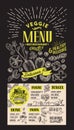 Veggie menu for restaurant. Vector food flyer for bar and cafe.