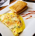 Veggie omelet with panni flat bread Royalty Free Stock Photo