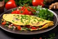 veggie omelette garnished with fresh parsley