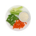 Veggies on a plate with ranch dressing to the side Royalty Free Stock Photo