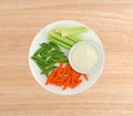 Veggies on a plate with ranch dressing to the side Royalty Free Stock Photo