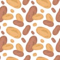 Seamless vector pattern background of potatoes made of simple illustrations.