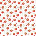 Seamless vector pattern background of tomatoes made of simple illustrations.