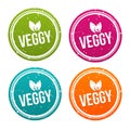 Veggy badges in different colours. Royalty Free Stock Photo