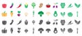 vegies cute colorfull icon bundle, healthy food vetegable symbol set