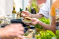 Vegitarian Burger on street food Festival