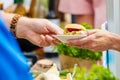 Vegitarian Burger on street food Festival