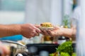 Vegitarian Burger on street food Festival