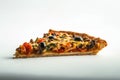 Vegitarian Pizza Slice On A White Background. Generative AI