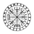 Vegvisir, the Magic Navigation Compass of ancient Icelandic Vikings with scandinavian runes