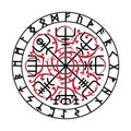 Vegvisir, the Magic Navigation Compass of ancient Icelandic Vikings with scandinavian runes