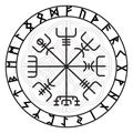 Vegvisir, the Magic Navigation Compass of ancient Icelandic Vikings with scandinavian runes Royalty Free Stock Photo