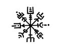 Vegvisir runic compass black pencil drawing style, Hand drawing of Viking symbols, Sacred Norse, tattoo logo, grunge runic magic