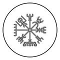 Vegvisir runic compass galdrastav Navigation compass symbol icon outline black color vector in circle round illustration flat