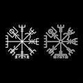 Vegvisir runic compass galdrastav Navigation compass symbol icon set white color illustration flat style simple image