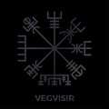 Vegvisir symbol, runic compass. Icelandic magical staves. Viking compass. Pagan vector. Nordic tattoos. Isolated illustration