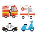 Vehichle set in pixel art