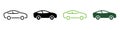 Vehicle Automobile Transportation Line and Silhouette Icon Set. Car in Side View Pictogram. Automotive Sedan Transport Royalty Free Stock Photo