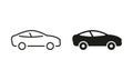 Vehicle Automobile Transportation Line and Silhouette Icon Set. Car in Side View Pictogram. Automotive Sedan Transport Royalty Free Stock Photo