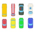 Vehicle bird view icon set, cartoon style Royalty Free Stock Photo