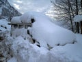 Vehicle buried under the huge snow