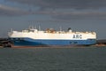 Vehicle carrier ship alongside port. Southampton, UK