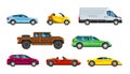 Vehicle collection. Urban transportation in city auto