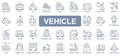 Vehicle concept simple line icons set. Pack outline pictograms