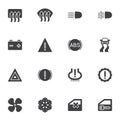 Vehicle control panel vector icons set
