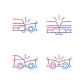 Vehicle crashes gradient linear vector icons set