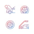 Vehicle damage in car accident cases gradient linear vector icons set