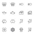 Vehicle dashboard symbols line icons set