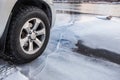 Vehicle drives onto thin ice