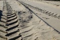 Vehicle footprint on sand Royalty Free Stock Photo