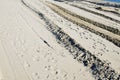 Vehicle footprint on sand Royalty Free Stock Photo