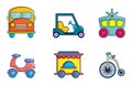 Vehicle icon set, cartoon style Royalty Free Stock Photo