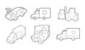 Vehicle icon set, outline style Royalty Free Stock Photo