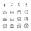 Vehicle icon sets, Line icons.